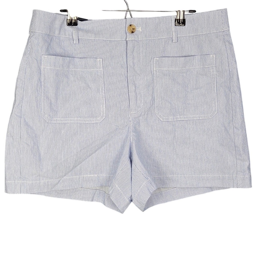 J Crew Lizzie Shorts Womens 30 Blue White Pinstripe 4" Inseam High Rise NEW